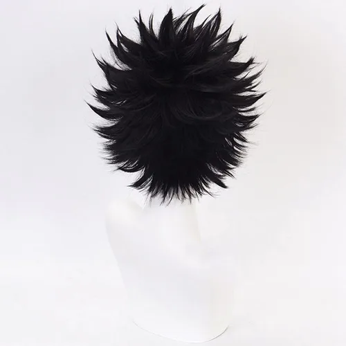 Vista 4 de Lwiuentx MHA Cosplay Dabi peluca corta negra+gorra de peluca gratis