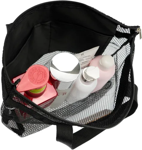 Vista 2 de TOPASION Bolsa de ducha de malla portátil, organizador de baño y aseo colgante con cremallera para viajes, gimnasio, campamento, dormitorios