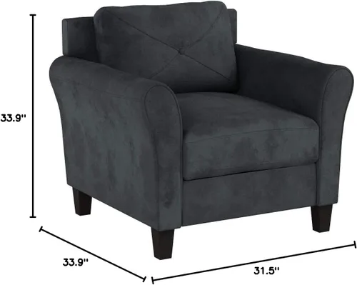 Vista 7 de Lifestyle Solutions Sillón de brazos Grayson KD Collection de microfibra., Textil Madera, Gris oscuro