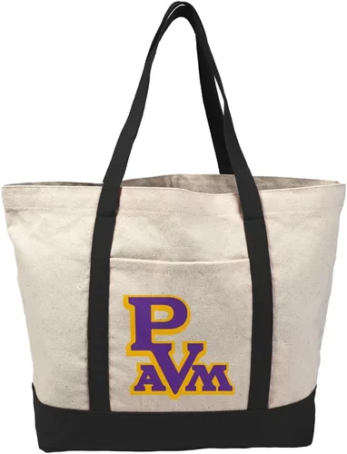 Vista 408 de Campus Lab Bolsa de lona con logotipo primario colegiado con bolsillo externo, bolsa de hombro reutilizable para ir de compras, playa Águilas A&m