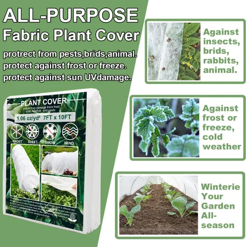 Vista 2 de Cubiertas para plantas, protección contra la congelación, cubierta antiescarcha, 7 x 10 pies, reutilizable, rectangular, protección contra heladas