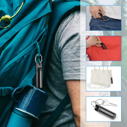 Vista 5 de Pastillero de bolsillo pequeño con llavero, aleación de aluminio portátil, mini organizador de píldoras, contenedor para bolso, pastillero de metal