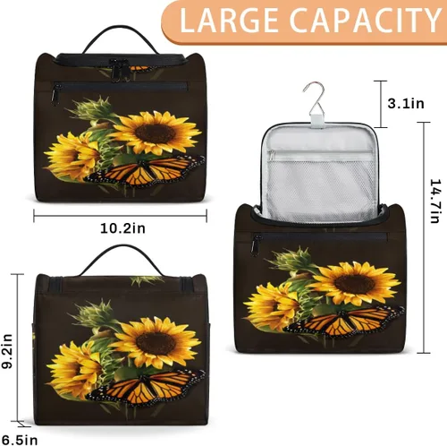 Vista 2 de cfpolar Animal Fox Flores Colgantes Neceser de Viaje Neceser Organizador de Maquillaje Bolsa de Almacenamiento de Cosméticos Baño Bolsa