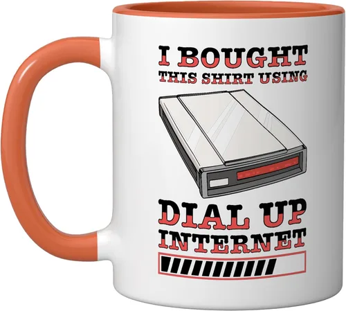 Vista 7 de 90s Nostalgia Retro 90s Dial Up Internet Vintage Ceramic Mug, Black/White