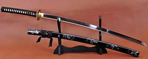 Vista 2 de Katana de acero de alto carbono hecho a mano de 41 pulgadas de samurai japonés listo para la batalla