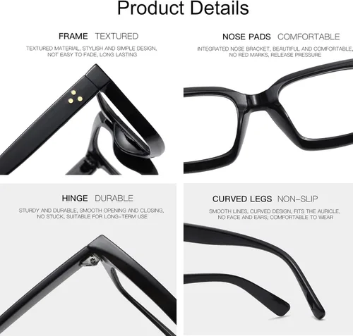 Vista 6 de JOVAKIT Gafas sin receta para mujeres y hombres, lentes de marco cuadrado de moda