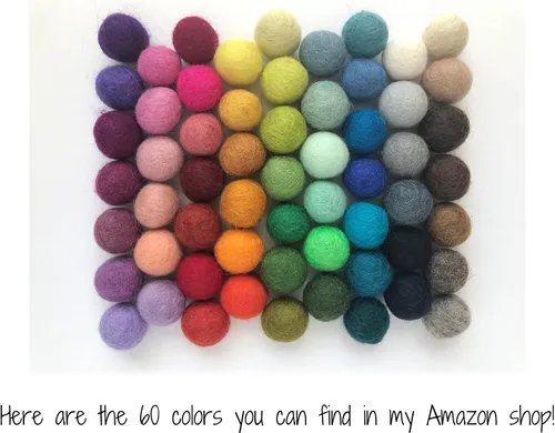 Vista 8 de 2.5 cm handmade felt balls - Bulk Quantity: 50 - Halloween Colors: Pumpkin, Orange, Lime, White, Black - 100% Wool Poms for Crafting, Garland