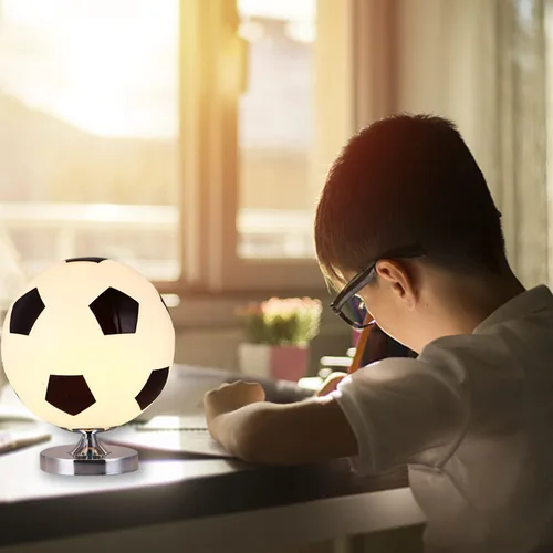 Vista 3 de Lámpara de escritorio de mesa de balón de fútbol de cristal, regalo para fanáticos del fútbol, regalo de Navidad para adolescentes