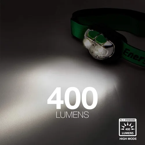 Vista 3 de Energizer Vision Linterna Frontal LED Recargable, Linterna Frontal LED Brillante Resistente al Agua para Exteriores, Equipo de Campamento y Verde