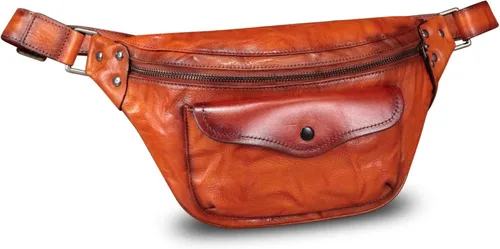 Vista 3 de Riñonera de cuero genuino para mujeres y hombres, bolso cruzado de cuero real vintage, bolso cruzado de moda para la cintura