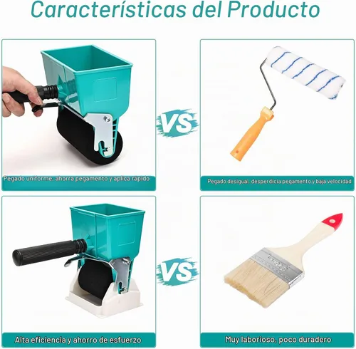 Vista 4 de Rodillo aplicador de pegamento portátil, esparcidor de pegamento para carpintería, aplicador ajustable para trabajo de madera, revestimiento