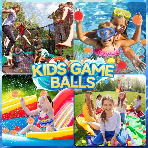 Vista 5 de 60 Piezas Pelotas de Agua Reutilizables, Globos de Agua Reutilizables para Juguetes y Juegos al Aire Libre, Juguetes de Agua para Niños y Adultos