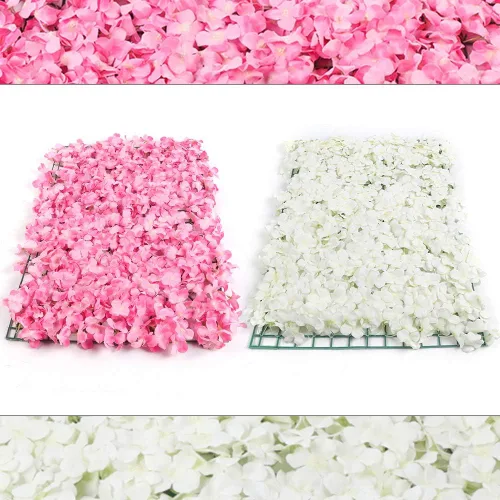 Vista 3 de TFCFL Paneles de pared de flores, 10 piezas de 16 x 24 pulgadas, telón de fondo artificial de rosa rosa, panel de pared floral rectangular