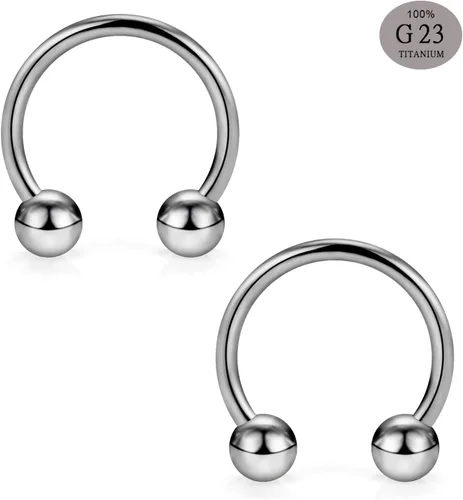 Vista 2 de SCERRING 2 – 8 anillos de nariz de titanio 16G G23 de herradura para tabique, hélix, daith, cartílago, tragus, pezón, ceja, cuerpo, piercing