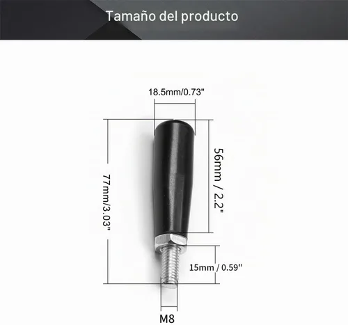 Vista 2 de MroMax Manijas giratorias, manivela M8x15mm, mango roscado, mango de plástico de metal, para máquina de carpintería, fresadora, máquina de torno
