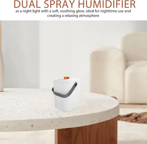 Vista 9 de Zerodeko Humidificador USB silencioso con doble rociador y luz nocturna, pequeño humectante portátil de niebla fría para dormitorio, oficina, coche