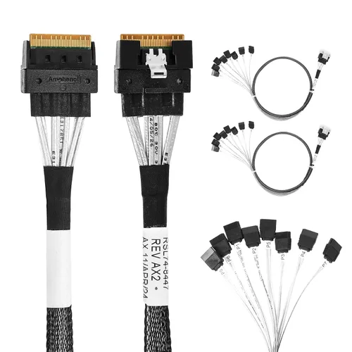 Vista 5 de Dispositivo de carga de 8 a 8 unidades, de 74P a 8 unidades de 74P a 8 unidades de 7P, SlimSAS Host/RAID a SATA Target HD, cable de 33.5 in