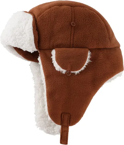 Vista 3 de Home Prefer Sombrero de invierno para niños pequeños con orejeras largas, sombrero de trampero de forro polar cálido