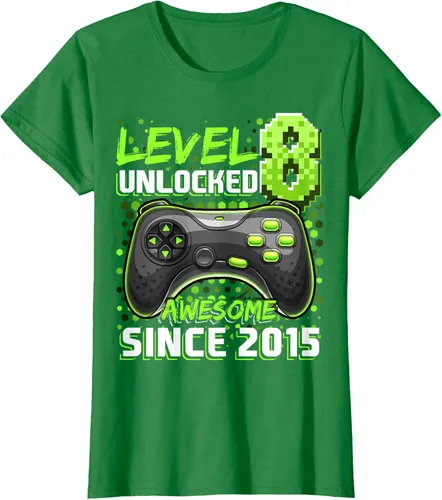 Vista 29 de Level 8 Unlocked Awesome 2015 Video Game 8th Birthday Boy T-Shirt, Negro