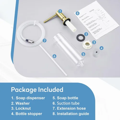 Vista 7 de Dispensador de jabón para fregadero de cocina con botella de 17 onzas y kit de tubo de extensión de 40 pulgadas, dispensador de jabón integrado