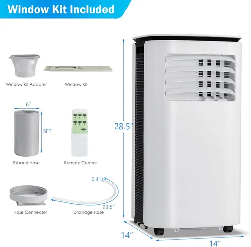 Vista 8 de PETSITE Aire acondicionado portátil 9000 BTU, unidad de refrigeración de CA 3 en 1 con enfriador de aire, ventilador y deshumidificador, pantalla