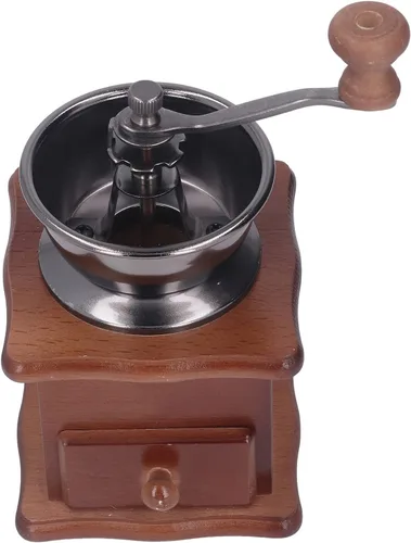 Vista 6 de Oumefar Molinillo de café manual, fácil de operar, molinillo de café manual, base de madera retro, núcleo de acero inoxidable, ajustable