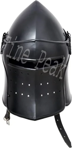 Vista 4 de Casco medieval Barbuta negro Caballeros Templarios Crusader Armor Casco SCA Casco negro casco vikingo casco de caballero casco espartano