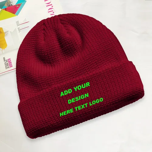 Vista 2 de Sombrero de gorrita tejida personalizado Añadir su texto Imagen Logo Invierno Gorras Fiesta de la empresa Hombres Mujeres Sombrero Personalizar