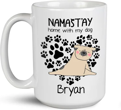 Vista 14 de Taza de café personalizada con nombre para yoga, taza de té de yoga con divertido diseño de perezoso, taza de inspiración para yoga y amantes