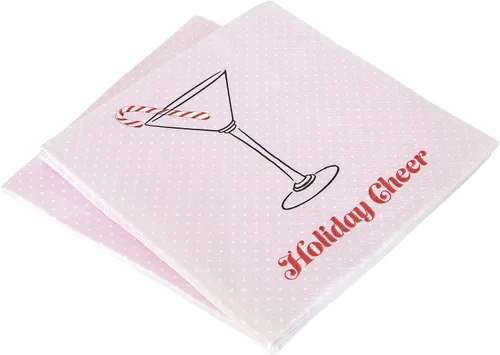 Vista 4 de C.R. Gibson TW4-23698 - Servilletas de papel desechables para fiestas de Navidad, color rosa y rojo, 5 x 5 pulgadas, 20