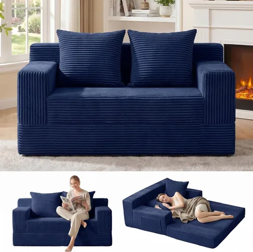 Vista 8 de Sofá cama convertible sin hueso de gran tamaño, sofá cama futón plegable, sofá cama tamaño Queen, sofá plegable sin hueso, sofá cama extraíble