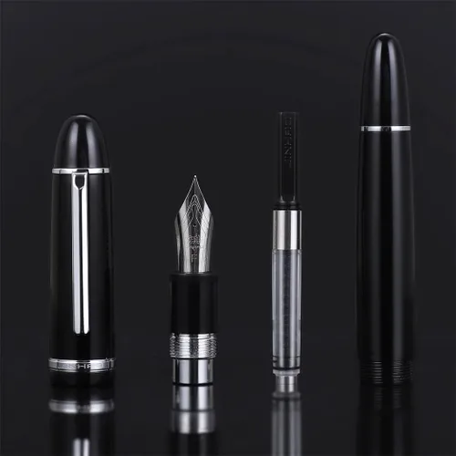 Vista 4 de Jinhao X159 - Pluma estilográfica de punta fina, acrílico de gran tamaño, color negro