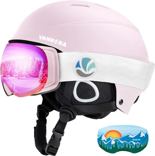 Vista 13 de VANRORA Juego de casco y gafas de esquí – Casco de snowboard con control de clima, lentes intercambiables, para hombres y mujeres