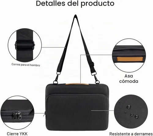 Vista 5 de NIMOSA Bolsa para portátil de 15,6 pulgadas, funda resistente al agua para portátil