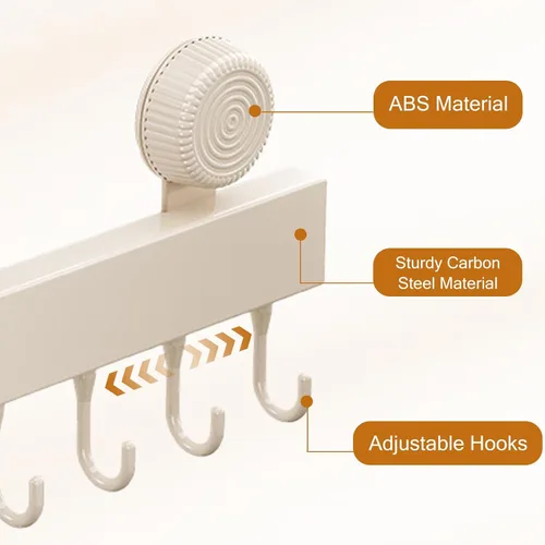Vista 4 de Ganchos de pared de cocina con 8 ganchos – Soporte organizador de utensilios de cocina montado en la pared para colgar ollas, sartenes, toallas