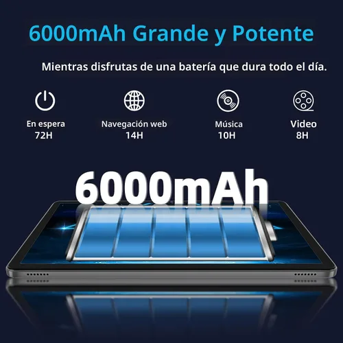 Vista 3 de Tablet Android 14, tabletas de 10 pulgadas, CPU Octa Core, 10GB+64GB+512GB de expansión, pantalla de 1280x800, Wi-Fi6, cámara dual, PC tablet