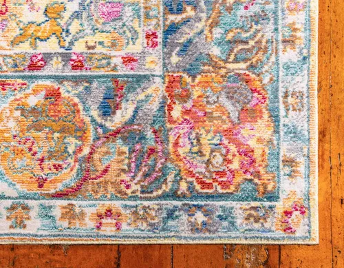 Vista 8 de Unique Loom Austin Collection Botanical, Medallion, Vintage Alfombra de área 4' 0" x 6' 0", Beige/Azul