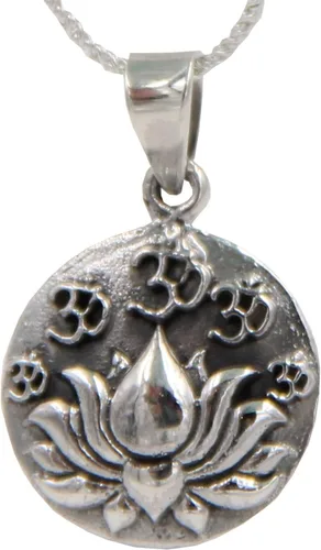 Vista 16 de DharmaObjects Juego de cadena con colgante de collar de plata de ley 92.5 con estampado