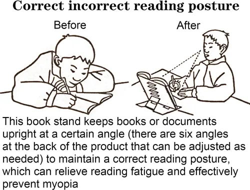 Vista 2 de Soporte de libro para leer manos libres, soporte de metal para libros de lectura, soporte ajustable para libros de cocina, soporte para libros