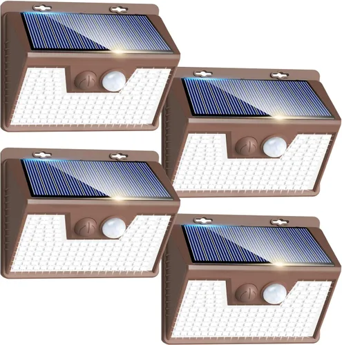 Vista 22 de Peasur Luces Solares para Exteriores con Sensor de Movimiento, 140 LED Luz Solar Alimentada por Energía Solar para Cerca Impermeable, 3 Modos