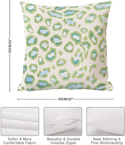 Vista 7 de Funda de almohada con estampado de leopardo verde azulado y guepardo, funda de almohada con estampado de animales, funda de cojín chinoiserie, funda