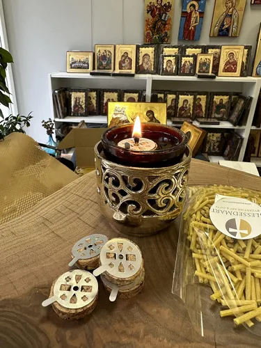 Vista 4 de Mechas de cera de abeja para lámparas ortodoxas de aceite de vigilia, velas flotantes, flotadores de corcho, altar casero