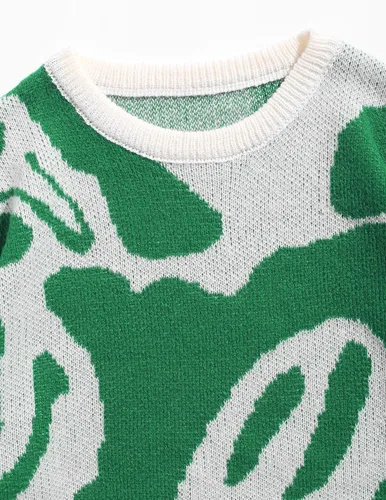 Vista 99 de ZAFUL Y2K - Suéter casual con estampado de llama estética para hombre, suéter de punto holgado, manga larga, cuello redondo