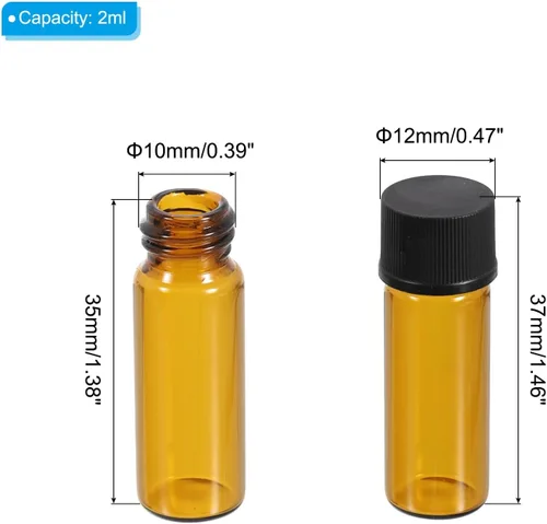 Vista 2 de PATIKIL Botella de almacenamiento multimedia de 0.1 fl oz, paquete de 15 botellas de vidrio con tapa de rosca de plástico para laboratorio en casa