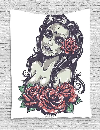Vista 12 de Ambesonne Colección de decoración de flores de acuarela, rosas pálidas y flores pequeñas lindas, pintura ilustraciones de época bonitas florales
