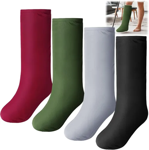 Vista 8 de Shyyween 4 Piezas Fundas para Yeso de Pierna Medianas Cortas Fundas de Calcetín para Yeso Debajo de la Rodilla Manga de Pierna para Pie Hombres Negro