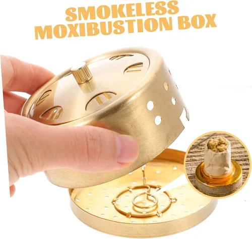 Vista 4 de Healeved Soporte de cobre del palillo de Moxa de la acupuntura sin humo de la caja de Moxibustión para el uso doméstico de la accupresión