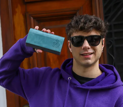 Vista 6 de Estuche doble para gafas, carcasa rígida 2 en 1 de almacenamiento para gafas de sol y gafas, funda delgada con cierre magnético