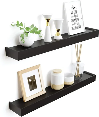 Vista 9 de Ballucci Estantes flotantes modernos de 24 pulgadas, juego de 2 repisas de madera para montaje en pared de guardería, sala de estar, baño, cocina