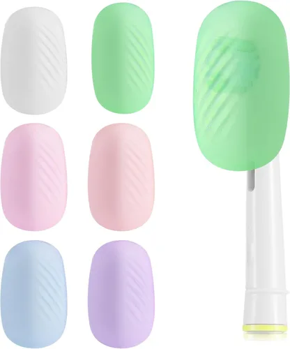 Vista 8 de Lapfoon - Juego de 6 fundas para cepillos de dientes, tapa de silicona para cepillos de dientes Tapones de cepillo de dientes para cabezal